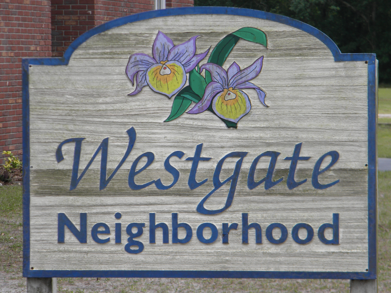 The original neighborhood sign for Westgate Central.