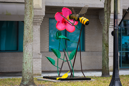 Keith Williams Metal Sculpture of a bee and a flower
