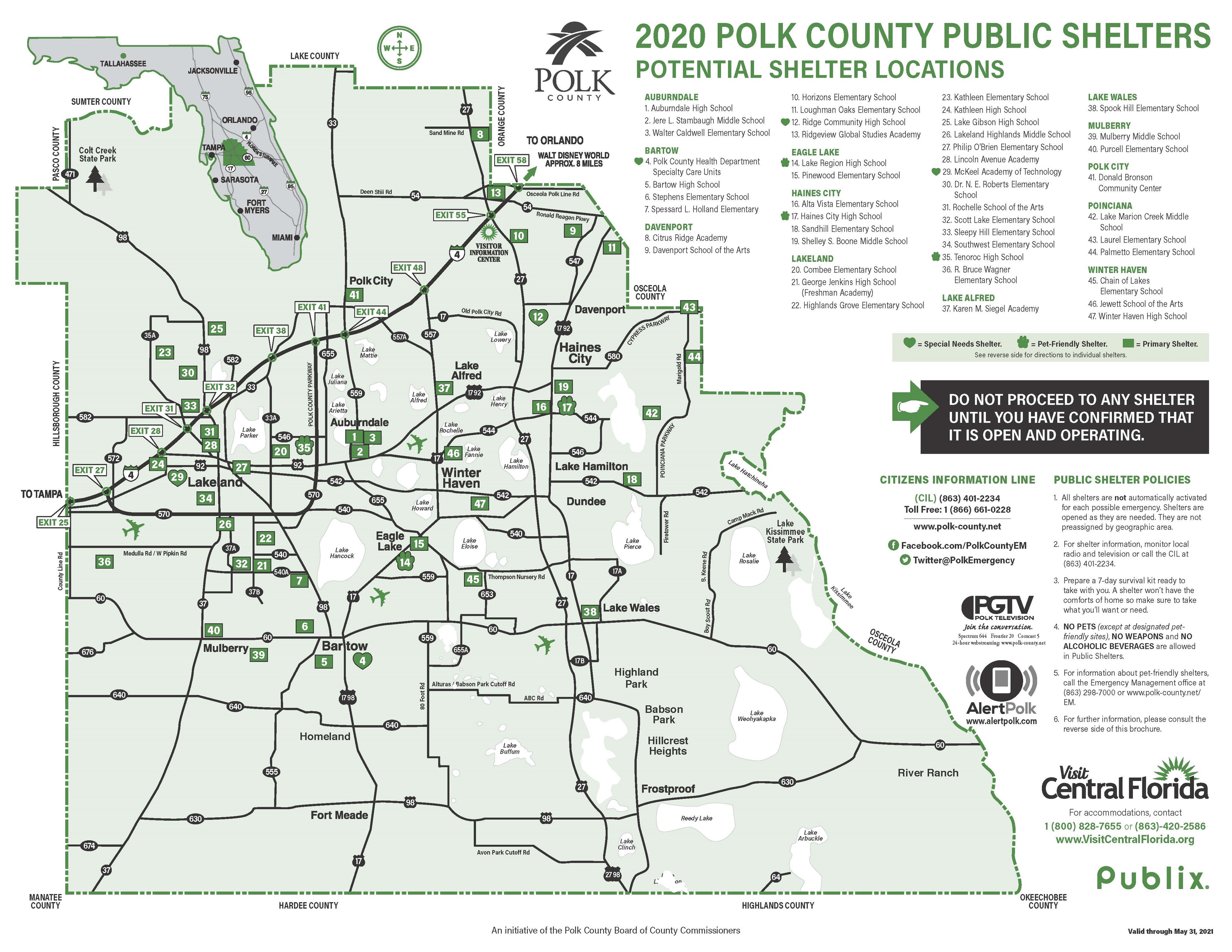 2020 Polk County Public Shelters Map