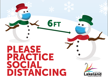 please practice social distancing - sign for snowfest