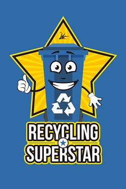 Recycling Superstar Logo - Recycling bin with face