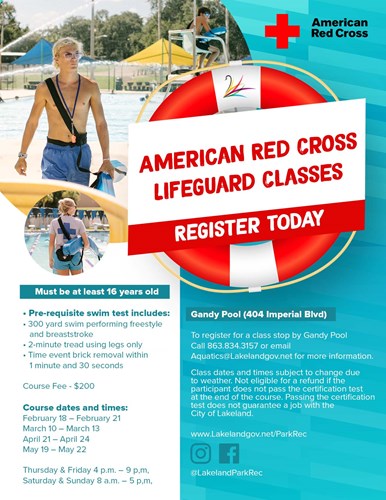 Lifeguard Classes - Flyer - all info located on webpage.