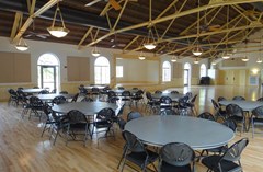 Main room facing toward the patio and stage