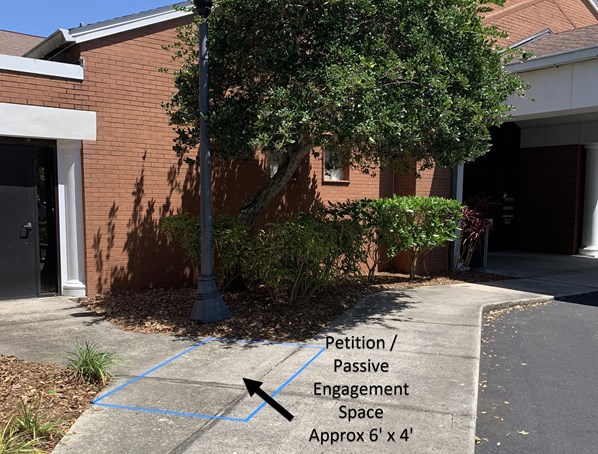Photo of designated petition space at Larry R. Jackson Branch Library, approximately 6'x4' area