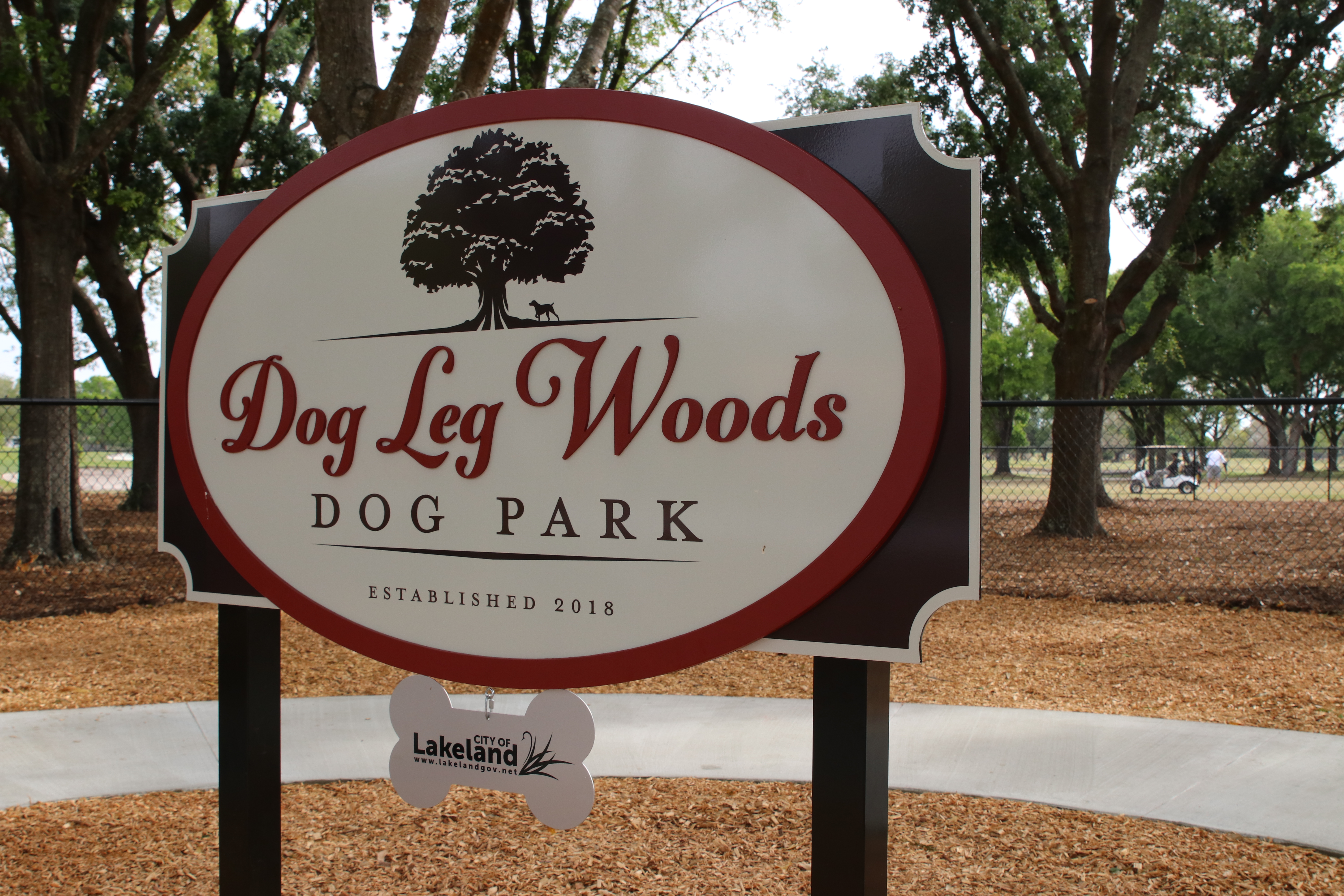 The three-acre Dog Leg Woods dog park opened in March 2018.