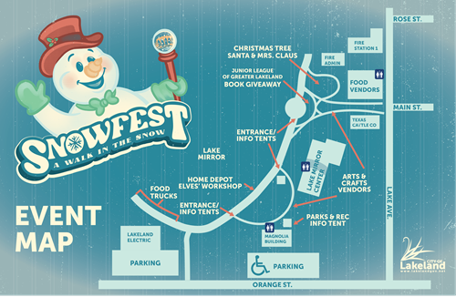 Snowfest event map - email Recreation@lakelandgov.net for more info