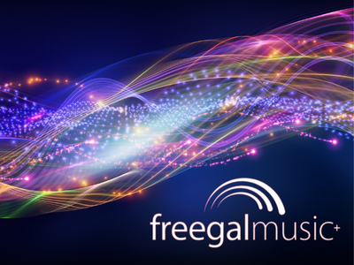 Colorful sound wave with freegal logo