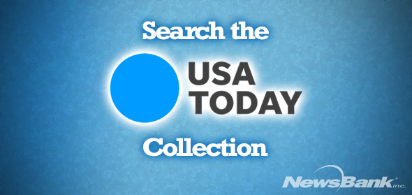 Blue background with text "Search the USA Today collection"