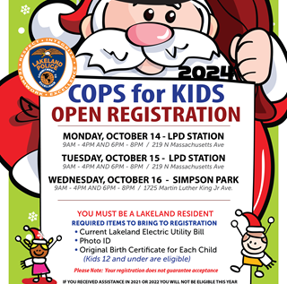 COPS for KIDS Registration begins October 14th