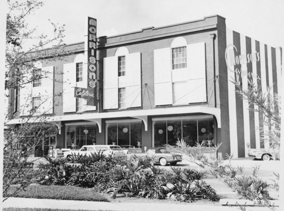 Exterior view of Morrison's Cafeteria, 1963, located across from Munn Park on Tennessee Avenue; link to Lakeland Public Library "Good Eats!" Flickr album