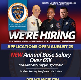Lakeland Police Department Opens Applications for Police Officers