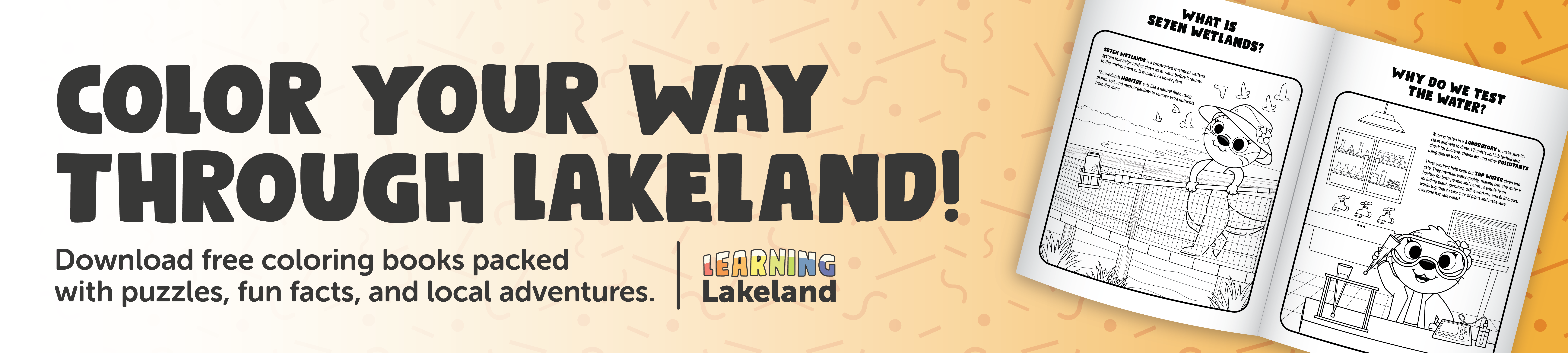 Learning Lakeland Banner with black and white booklet