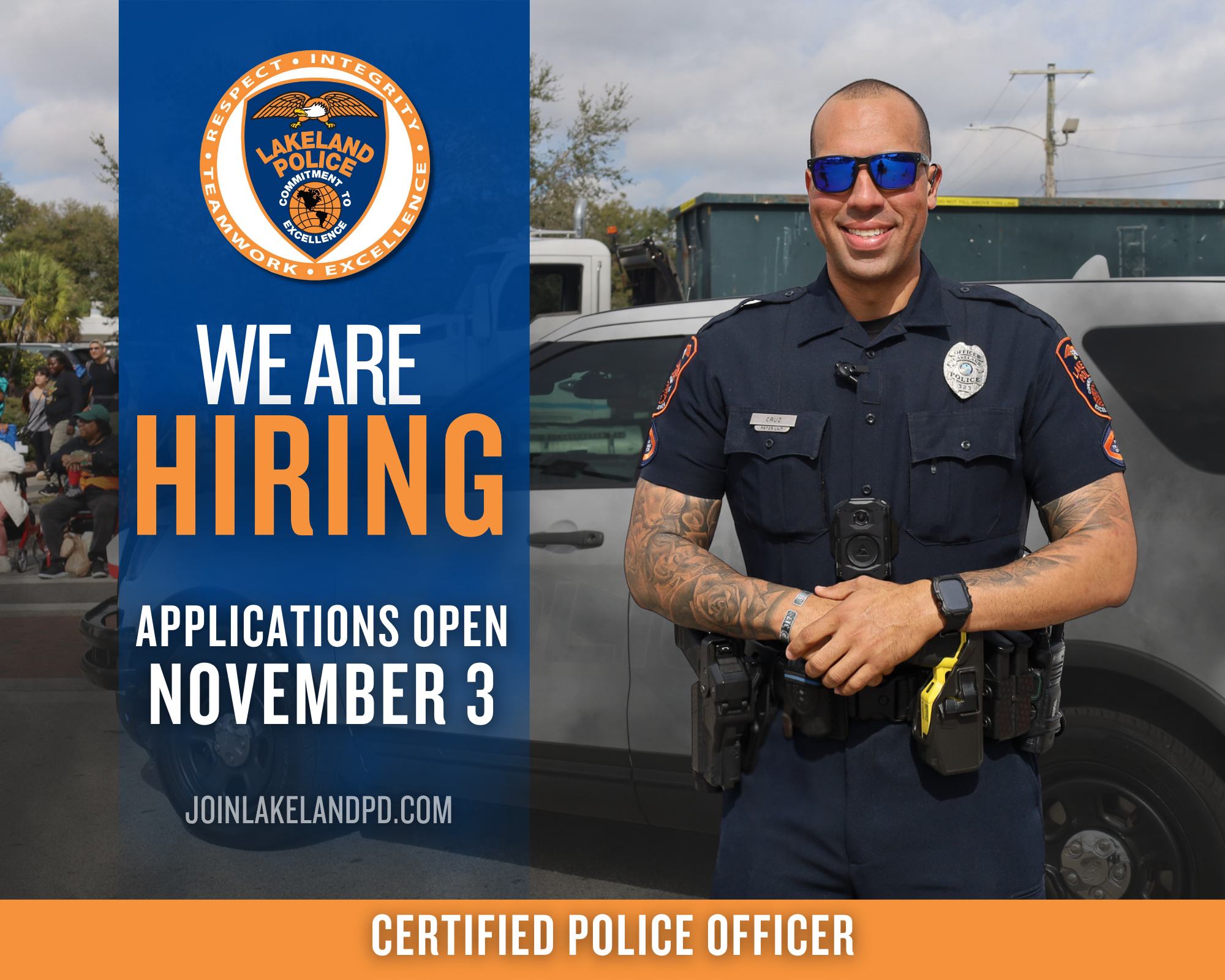 Certified Police Officer Applications open Monday, November 3, 2025!