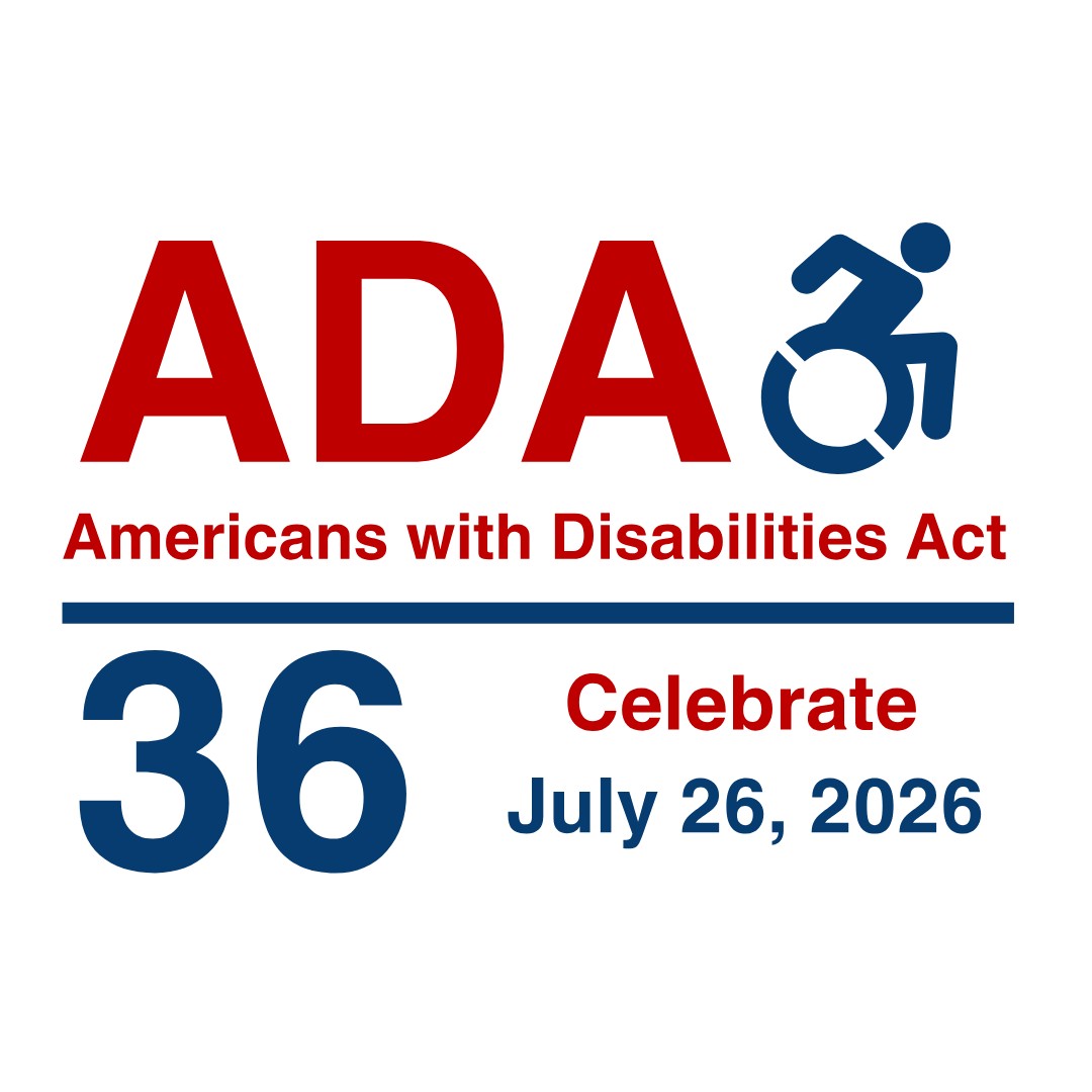 Logo "Americans with Disabilities Act, 36 Celebrate July 26, 2026"