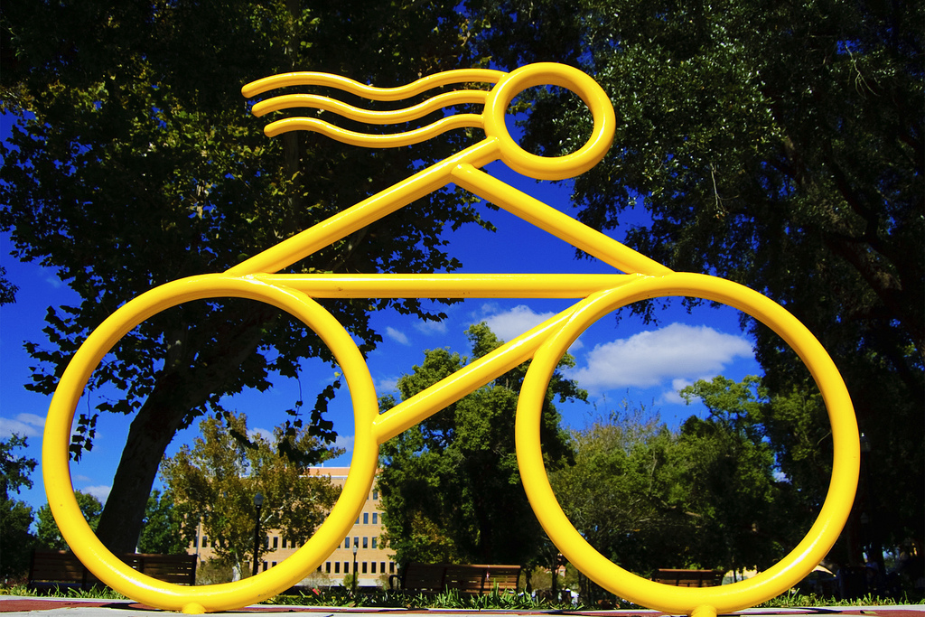 A photo of a bicycle sculpture