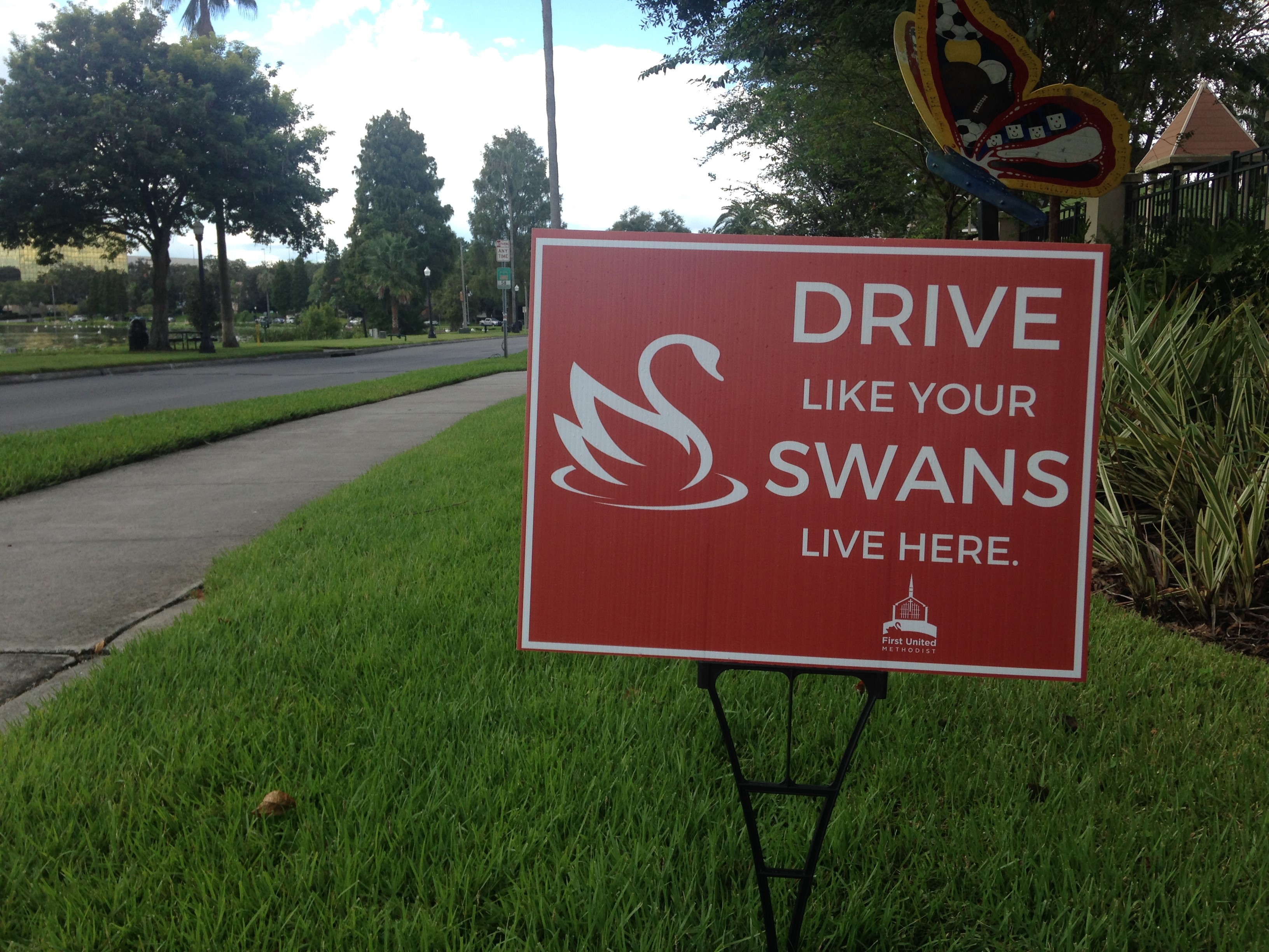 Drive Like Your Swans Live Here Sign - Lake Morton